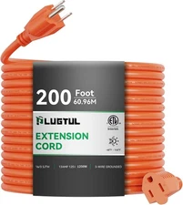 Outdoor Extension Cord 200 FT Waterproof, 16/3 Gauge Heavy Duty 3 Prong Exten...