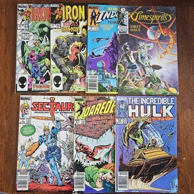 1980s Comics Lot of 7 Iron Man Indiana Jones Hulk Timespirits SEE Description