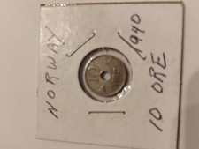 Norway 1940 Copper-Nickel 10 Ore. Haakon VII. WWII Era. KM# 383