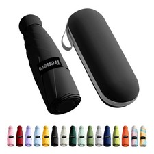 Trenovo Travel Mini Compact Folding Umbrella with Case - UV Sun 7 inch, Black