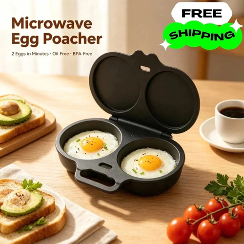 Microwave Egg Poacher Cooker 2 Eggs Steamer Breakfast Kitchen Omelette Maker
