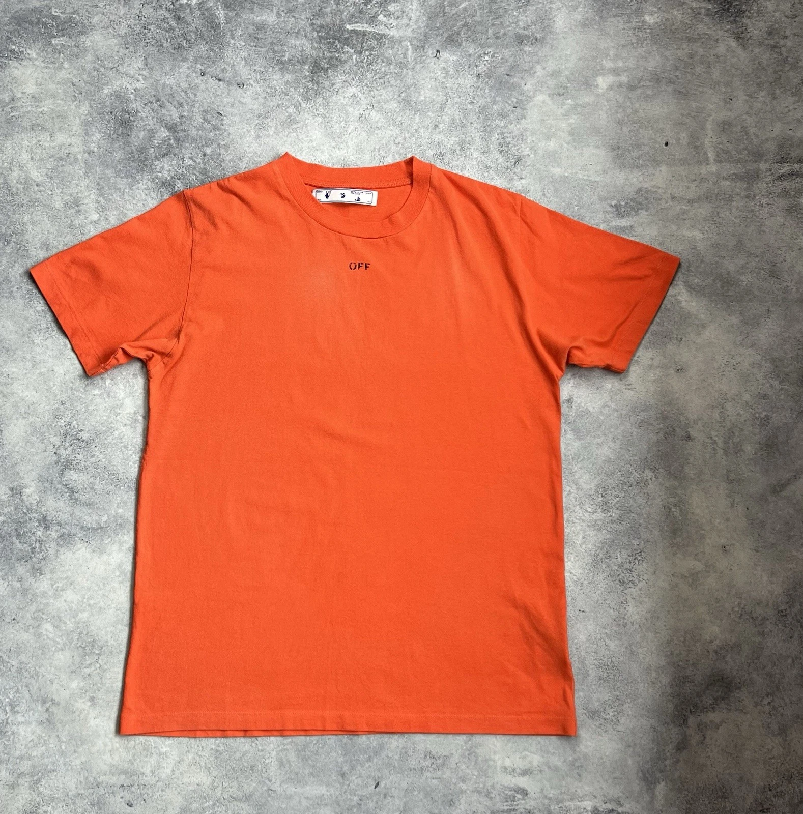 OFF WHITE T shirt arancione frecce stencil bianco sporco