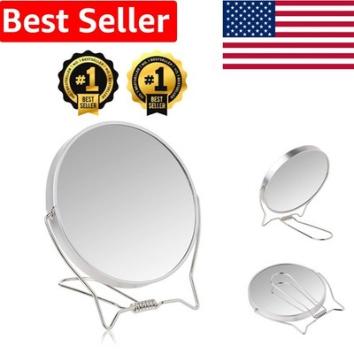 Chic and Portable Two-Sided Makeup Mirror with Stand - Perfect for Anytime