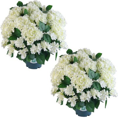 Artificial Hydrangea Bush – 20 Inch Potted Faux Hydrangea Plant