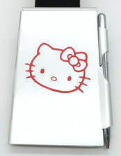 Vintage 2007 Sanrio Hello Kitty Metal Hinged Case Notepad Set With Pen And Paper