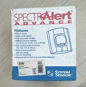 System Sensor SpectrAlert Advance SW White Fire Alarm Strobe MPN SW