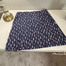 J. Jill Women's Skirt M Blue Seahorse A-Line Pull On Pockets Elastic Waist Beach