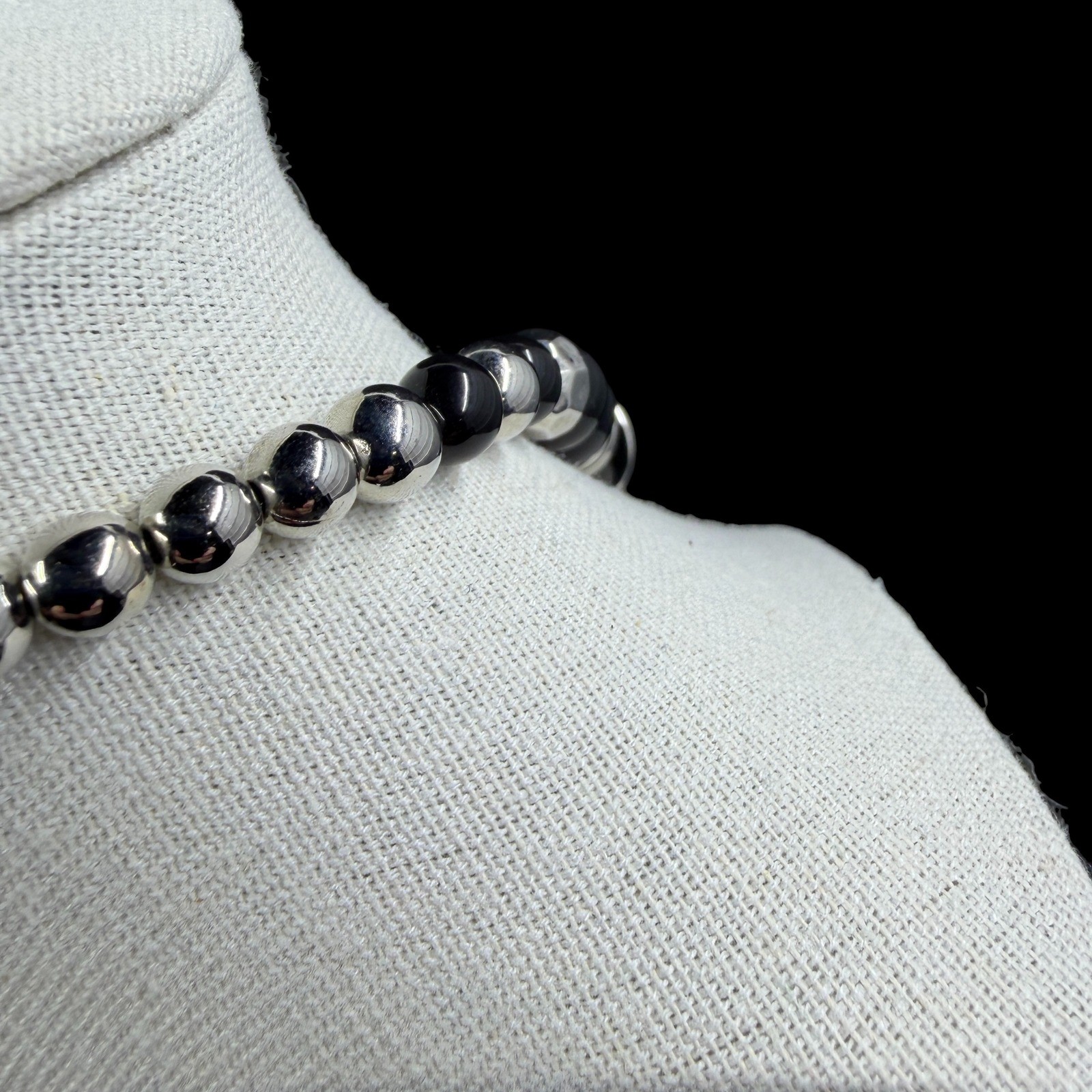 Black Silver Splatter Beaded Statement Necklace C… - image 8