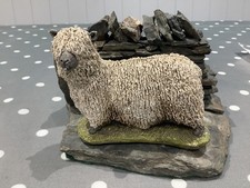  longwool sheep model figurine by Stef with a handmade  wall