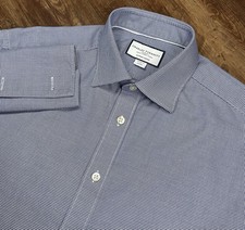 Charles Tyrwhitt Dress Shirt Egyptian Cotton Micro Houndstooth French Cuff Sz 16