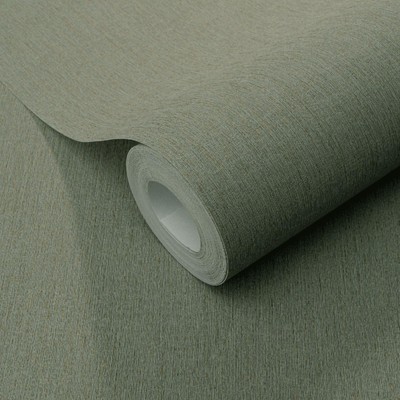 Fabric Texture Washable Wallpaper Unicolored Green / Gold Erismann 10437-24