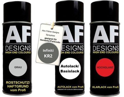 Spraydose Set für Infiniti KR2 Grey Metallic Autolack Klarlack Grundierung Spray