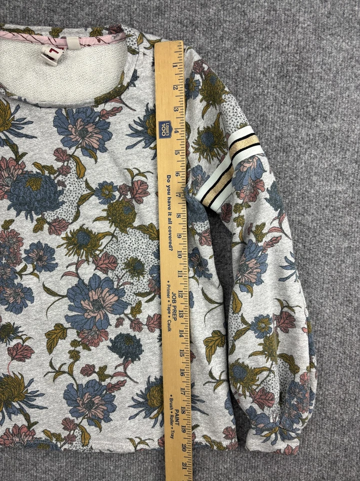 Suéter Dolan Mujer XS Gris Azul Rosa Floral Pullover Manga Rayas Hecho en EE. UU. Foto 4 de 4