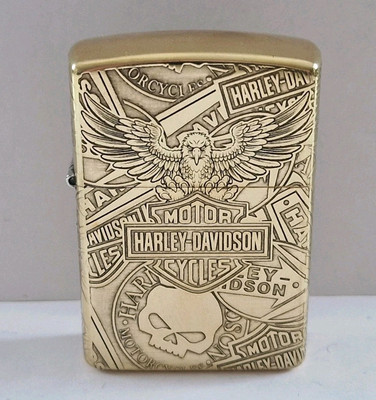 Zorro Harley Davidson Motorcycles Skull Adler Schild Feuerzeug, Moto, Brass, neu