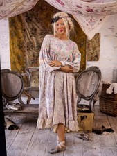 Magnolia Pearl Lucile Lavender Floral Print Cotton & Lace Iruka Dress