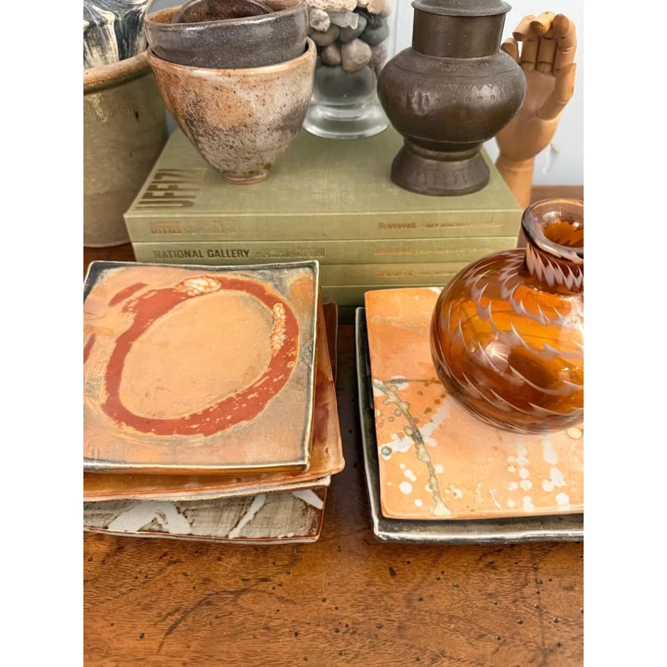 Unique Studio Pottery Plates – Abstract Hand-Glazed Designs, Set of 6 - Image 2 of 3