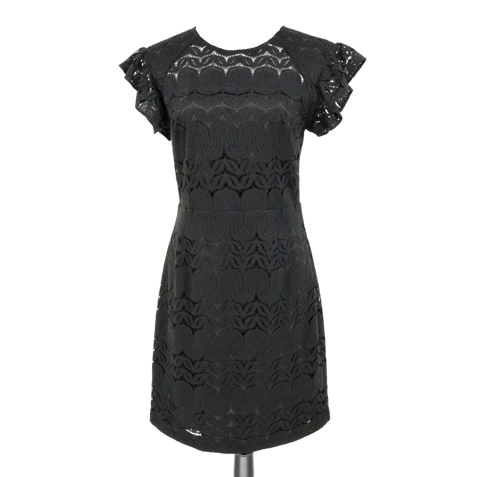 Trina Turk Dress Womens Black Lace Sheer Hook Eye Zip Lined