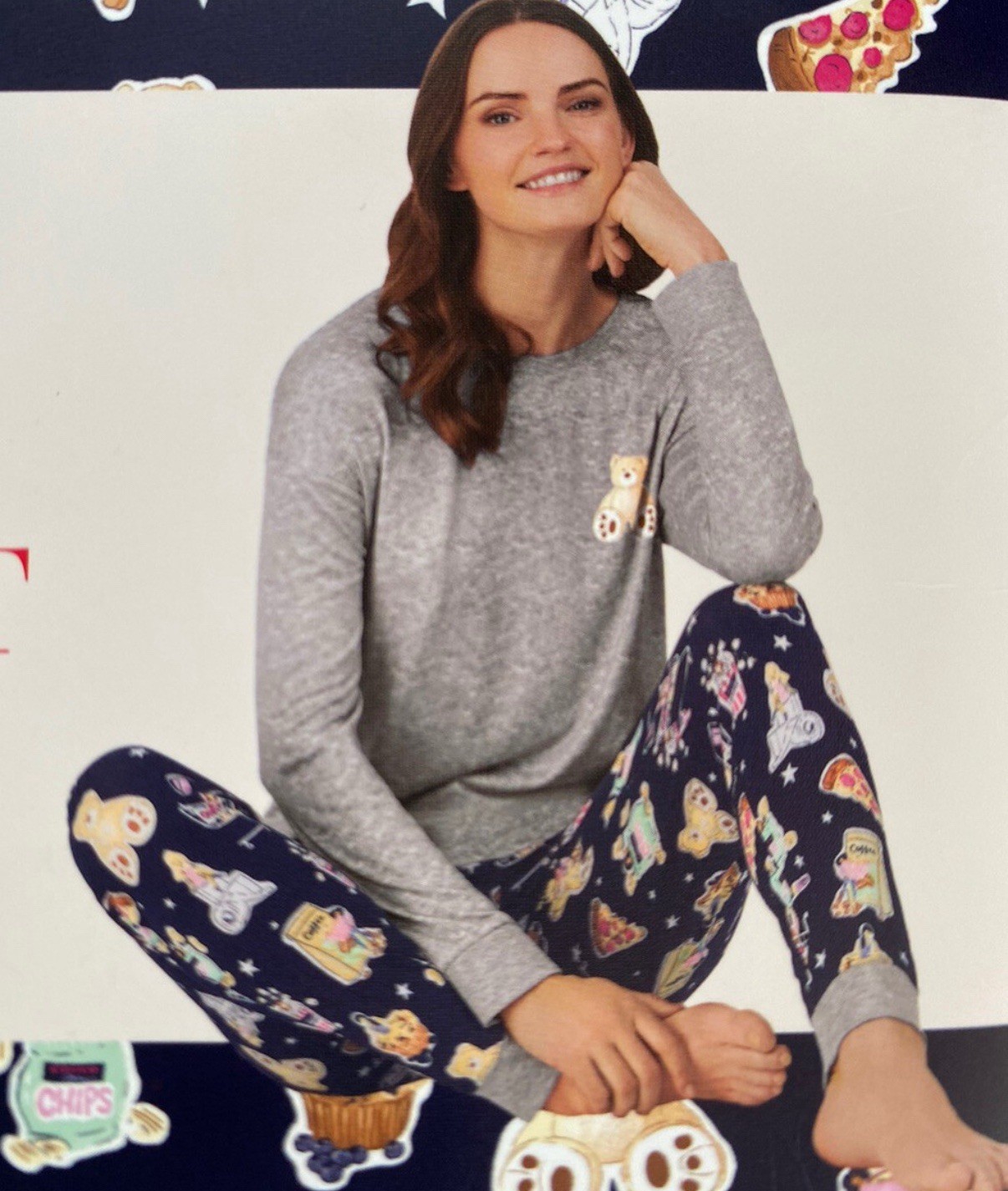 Jane and Bleecker WOMEN'S 2-piece Pajamas (BLUE GRAY MULTI COLOR) Medium NEW