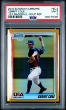 PSA 9 Gerrit Cole 2010 Bowman Chrome USA Baseball Gold Refractor #/50 Rookie RC