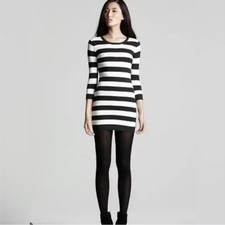French Connection Striped Bodycon Sweater Dress with Crew neckline