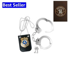 Kids Police Costume Set: Metal Handcuffs  Gold Badge - Fun for Parties  Events