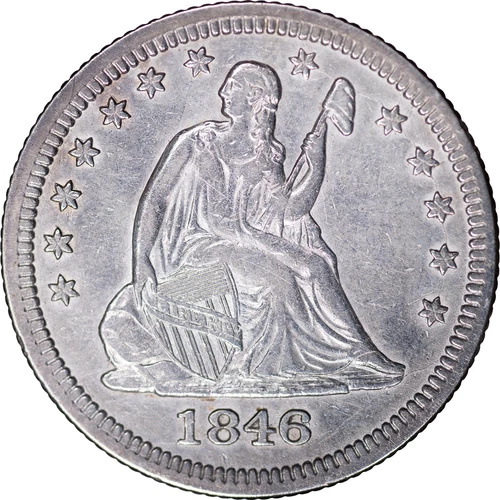 1846 25c Seated Liberty Quarter ~ AU Details