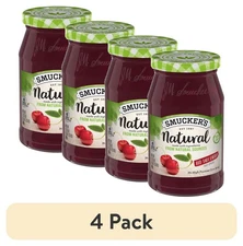 (4 Pack) Smucker's Red Tart Cherry Fruit Spread 17.25oz, Natural & Sweet Flavor