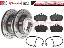 FOR PORSCHE 911 996 3.6 CARRERA 4 REAR DRILLED BREMBO BRAKE DISCS PADS PAD SET