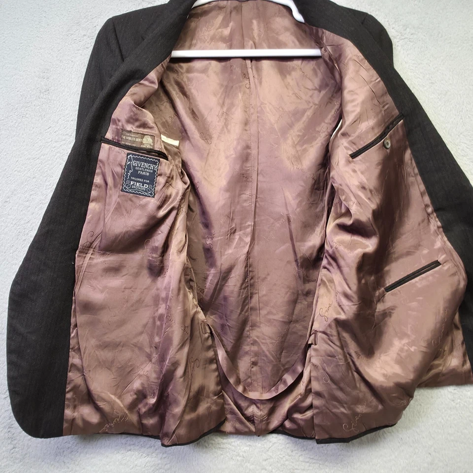 Vintage Givenchy Blazer Mens 38 Black Wool Striped Preppy Suit Jacket Corporate - Image 4 of 4