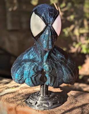 Symbiote Spidey Statue - Fan Art Spider Man Bust - 10 inch Height Figure