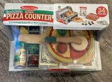 Melissa  Doug Top  Bake Wooden Pizza Counter Play Set 34 Pcs 