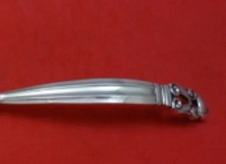 Cuchara para salsa de plata esterlina Acorn de Georg Jensen con mango curvo grande 6 1/8" Foto 2 de 2