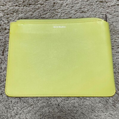 Acne Studios Zip Pouch Case Leather in Yellow NEW w/o Tags