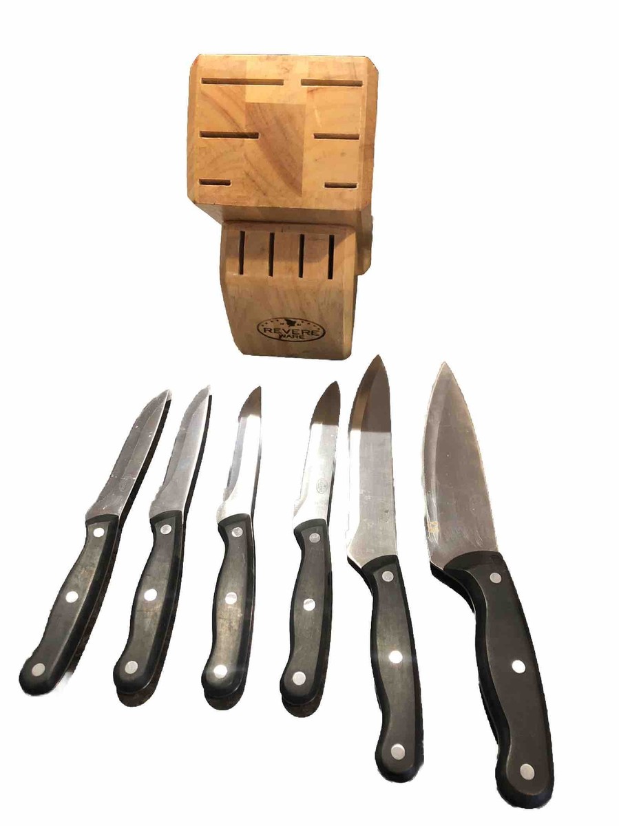 Revere Ware Knife Set Knives Plus Wood Block