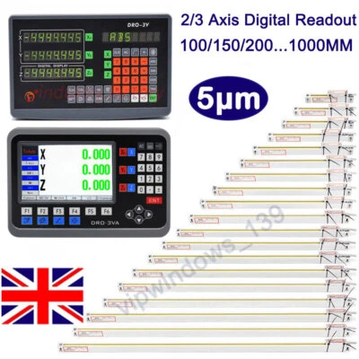 FASTTOBUY 2/3 Axis Digital Readout DRO TTL Glass Linear Scale Encoder CNC Milling Lathe UK