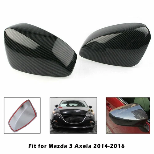 Carbon Fiber Color Replacement Side Mirror Cover Caps For Mazda 3 Axela 2014-16 - Imagen 1 de 5
