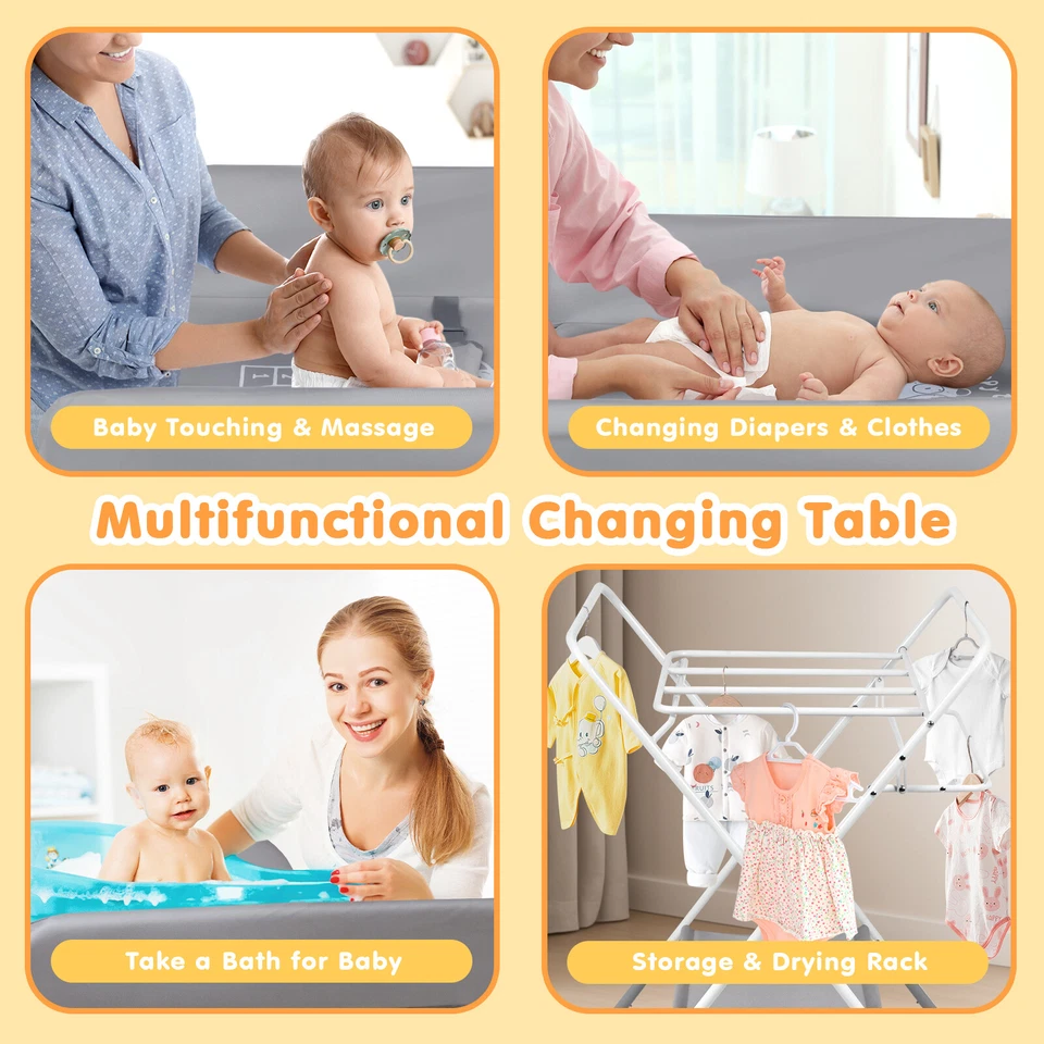 4-in-1 Baby Changing Table w/ Storage Basket Adjustable Infant Diaper Station - image 4 of 4
