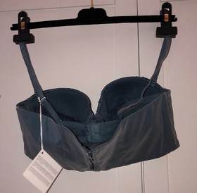 La Perla Blue Bra  36B  New  Floral Lace Peekaboo Bustier  Bandeau Bra  $500