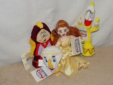 Beauty  The Beast Bean Bag Plush Set Belle Lumiere Cogsworth, Chip Disney Store