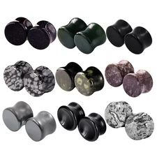 2Pcs Organic Stone Ear Flesh Tunnel Saddle Plug Double Flare Gauge Expander