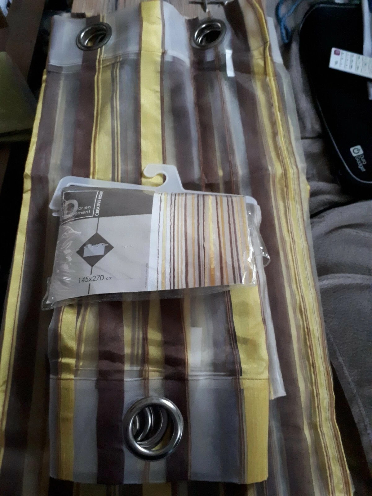 Fancy curtain panels with vertical stripes, 145 cm x 270 cm