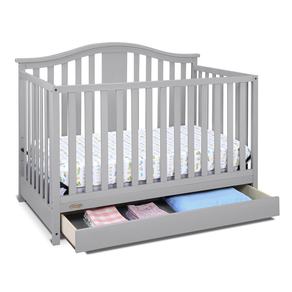 Graco Solano 4 in 1 Convertible Crib with Drawer Pebble Gray