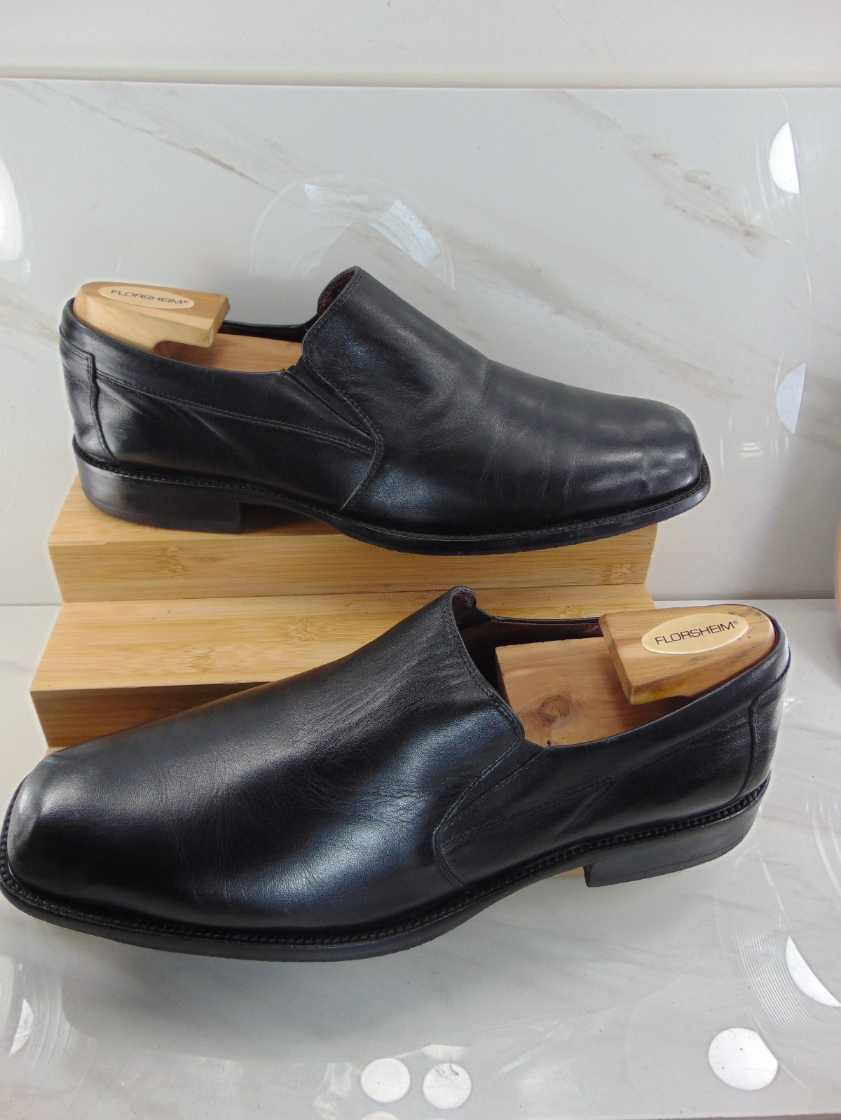 SAOLA Abito Johnston & Murphy slip on nero MORBIDA pelle di pecora made in Brazil US 12 M