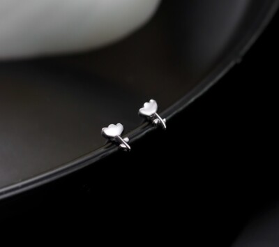  Super Adorable Tulip Flower Bud Silver Tiny Stud Earring