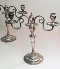 Pair Silver Candelabra Regency Empire Adam Colonial candlesticks candle holders