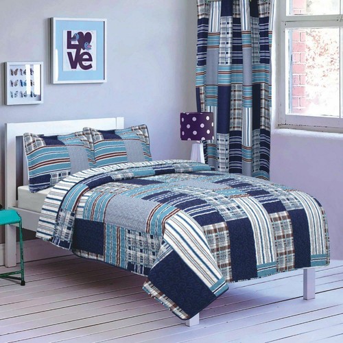 Set 2 Navy Blue White Plaid Window Curtains Panels Drapes Pair 84 inch Grommet - Bild 2 von 2