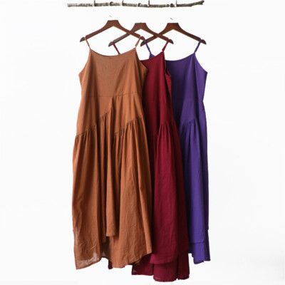 Women Asymmetric Cami Strappy Dress Loose Baggy Ruffle Layered Casual | eBay