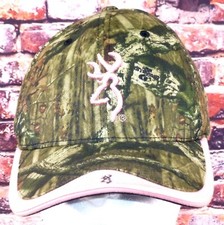 Browning Womens Pink Trim Camo Baseball Cap Adjustable Osfa Cotton