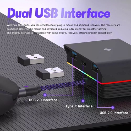 Magnetic Charging Dock Type-C Charger Station For Logitech G PRO X SUPERLIGHT 2 - Afbeelding 9 van 16