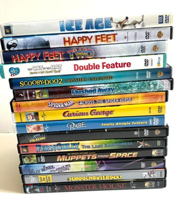 LOT Of 15 DVD Movies CHILDREN KIDS FAMILY Happy Feet ICE AGE Babe SPIDER MAN